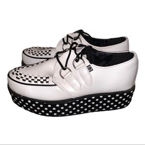 TUK white polka dot mondo platform creepers unisex